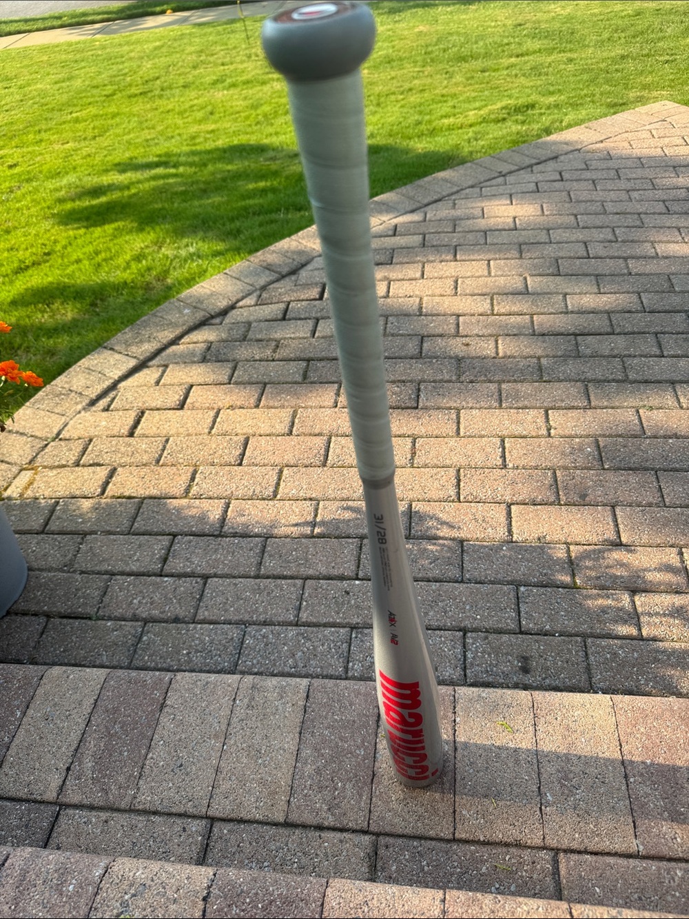 Aluminum Baseball Bat with Gray Grip and Red Logo